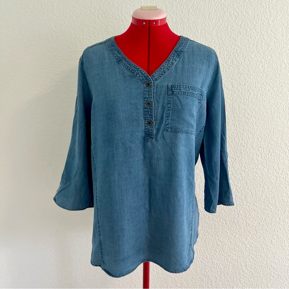 Westbound Blue 3/4 Sleeve Blouse Size Medium Petites